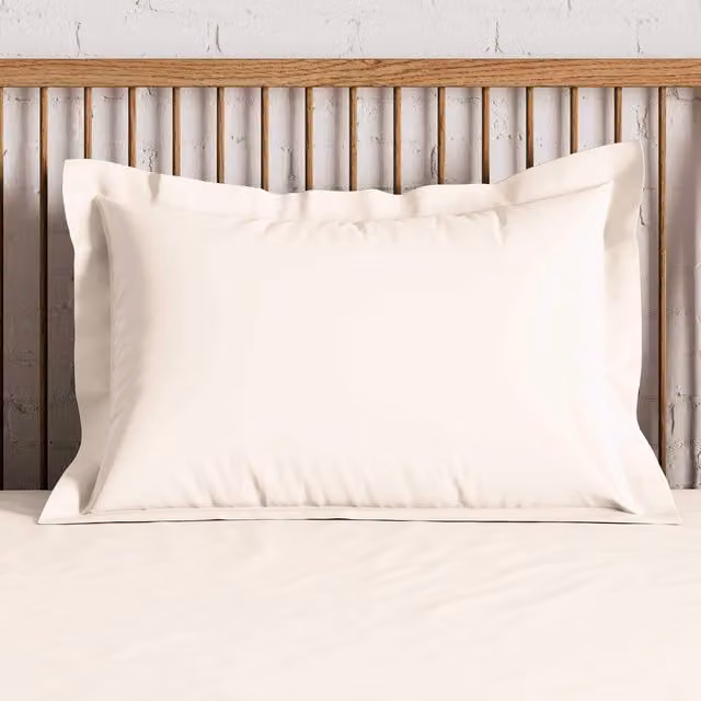 Bedeck Pair of 500 Thread Count Plain Dye Cotton Oxford Pillowcases, Beige