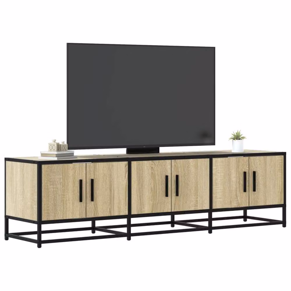 Berkfield Home Industrial TV Cabinet in Sonoma Oak and Beige, W/D/H: 150 x 35 x 41 cm – 2