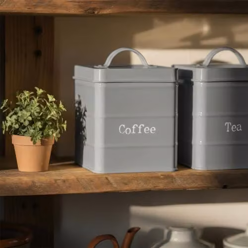 Harbour Housewares Metal Coffee Storage Canister with Airtight Lid, Grey – 2