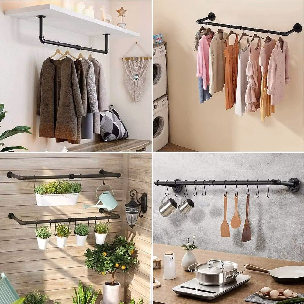 FORGEVIO Black Industrial Pipe Clothes Rail Rack – 3