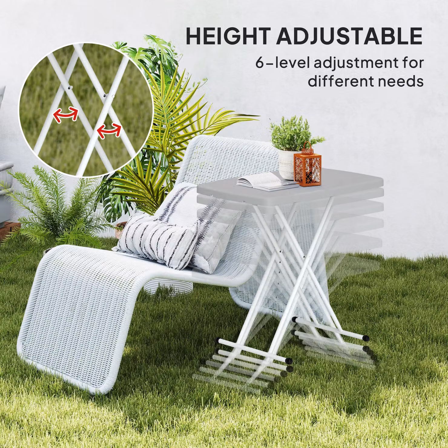 OUTSUNNY Height Adjustable Folding Coffee Table in Charcoal Grey – 5