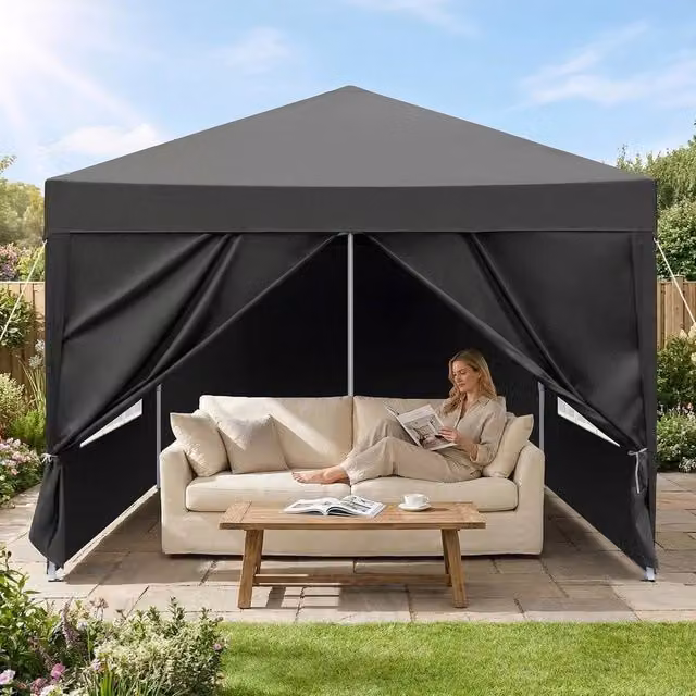 Kelvenix Heavy Duty Pop Up Waterproof Gazebo Marquee in Black – 1