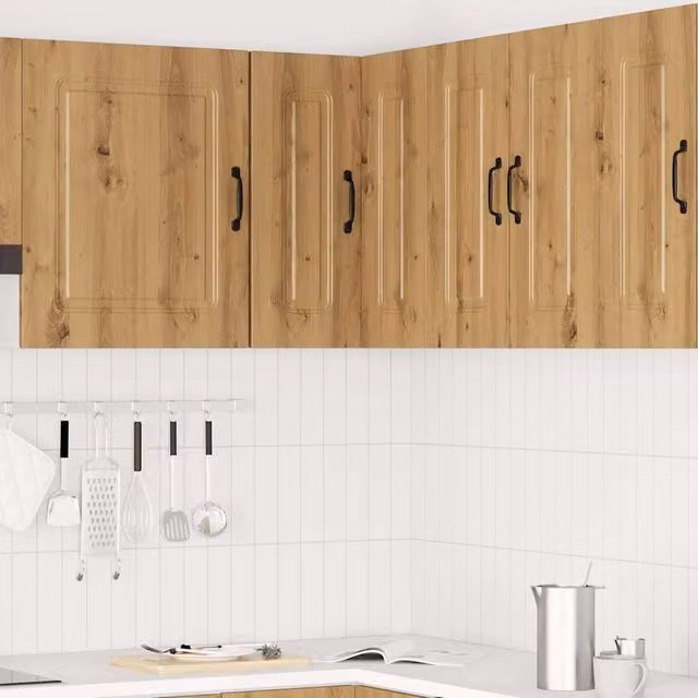 Berkfield Home Kalmar Kitchen Wall Corner Cabinet in Artisan Oak Brown, W/D/H: 60.0 x 57.0 x 57.0 cm