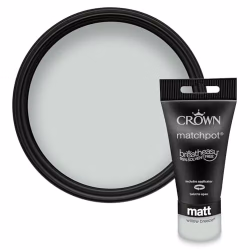 Crown Walls & Ceilings Grey Matt Water Based Paint Tester Pot 40ml