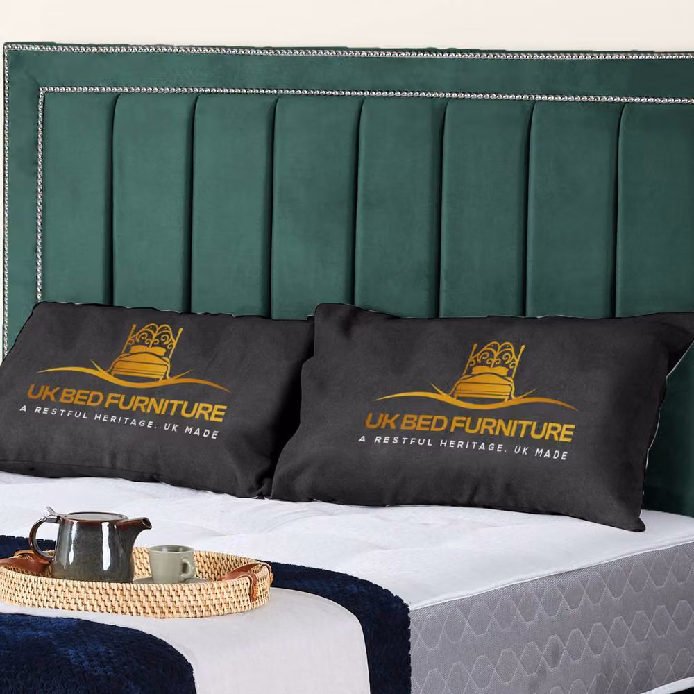 UK Bed Furniture Fiona Double Upholstered Velvet Slatted Base Bed in Green, W/D/H: 140 x 200 cm – 2
