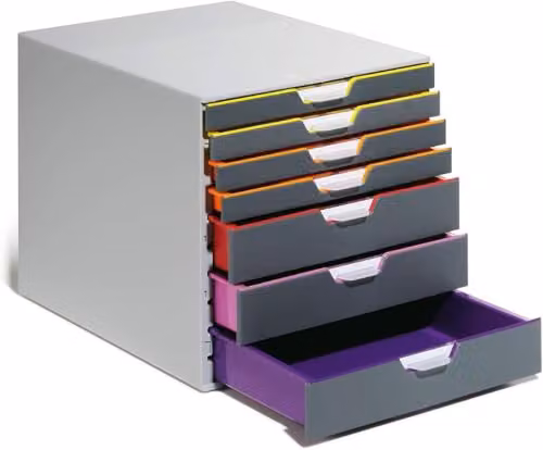 Durable VARICOLOR 10 Drawer Desktop Unit in Grey and Multicolour for A4 Document Storage – 6
