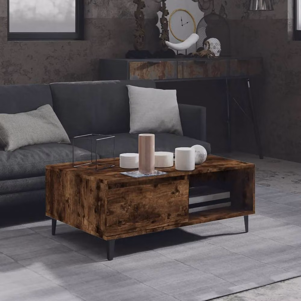 Berkfield Home Smoked Oak Coffee Table in Brown, W/D/H: 90 x 60 x 35 cm – 1