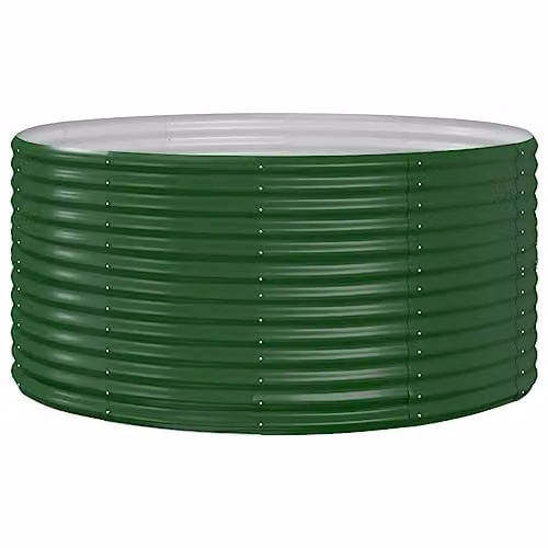 vidaXL Green Galvanised Steel Raised Bed for Ornamental Gardens W/D/H: 140 x 140 x 68 cm