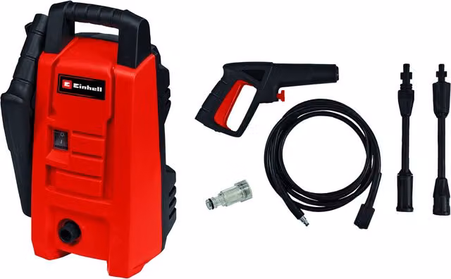 Einhell Red Pressure Washer with 1200W Motor, 90 Bar Pressure and 372 l/h Flow Rate