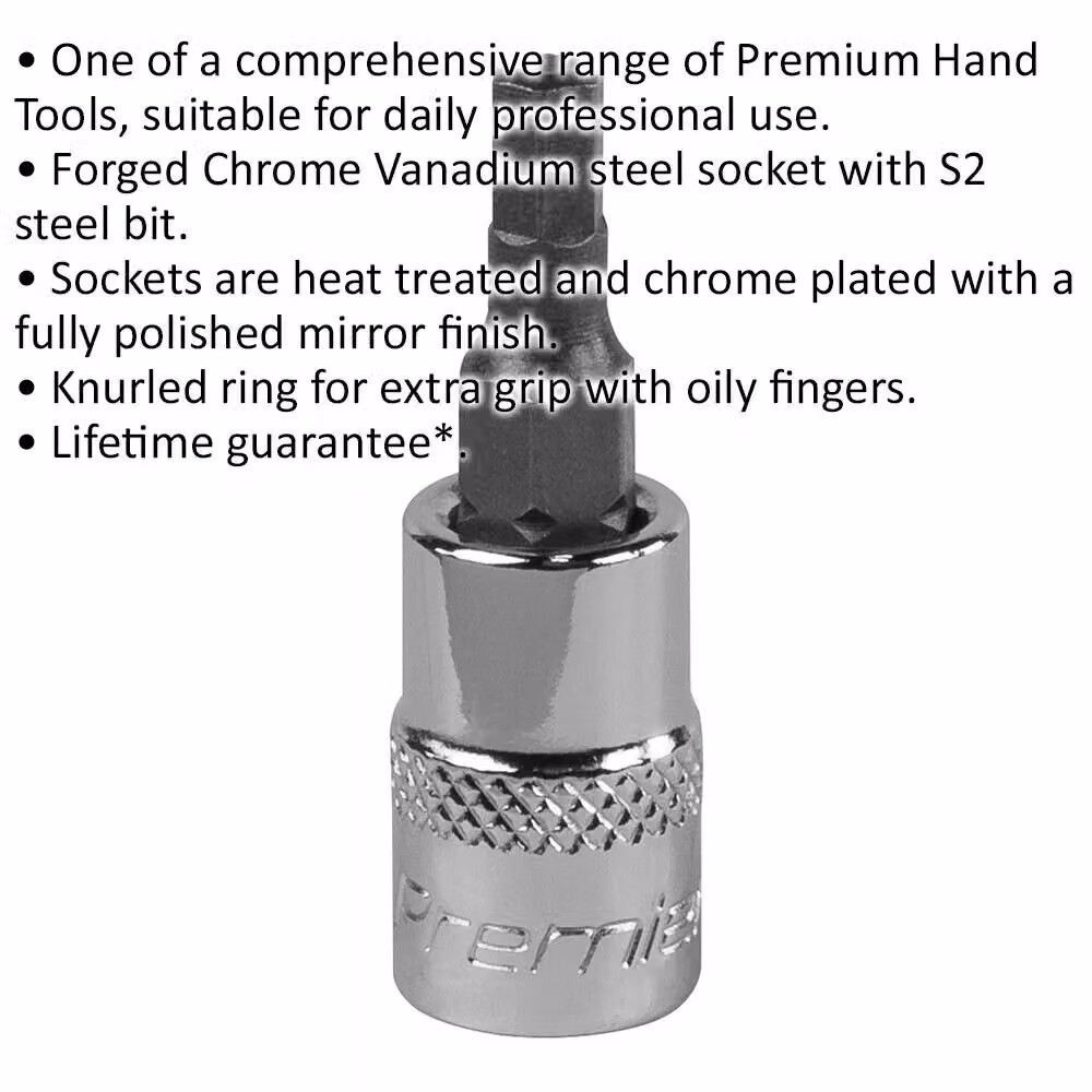 Loops 4mm Hex Socket Screwdriver Bit, 1/4 inch Square Drive, Chrome Vanadium and Stainless Steel, Silver/Multicolour – 2