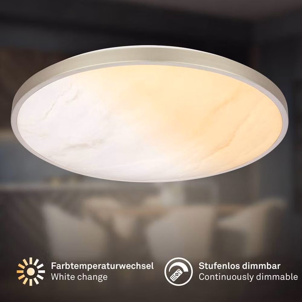 Briloner LED Ceiling Light with Alabaster Design, Dimmable and Remote Controlled, Silver, W/D/H: 38 x 38 x 7 cm – 2