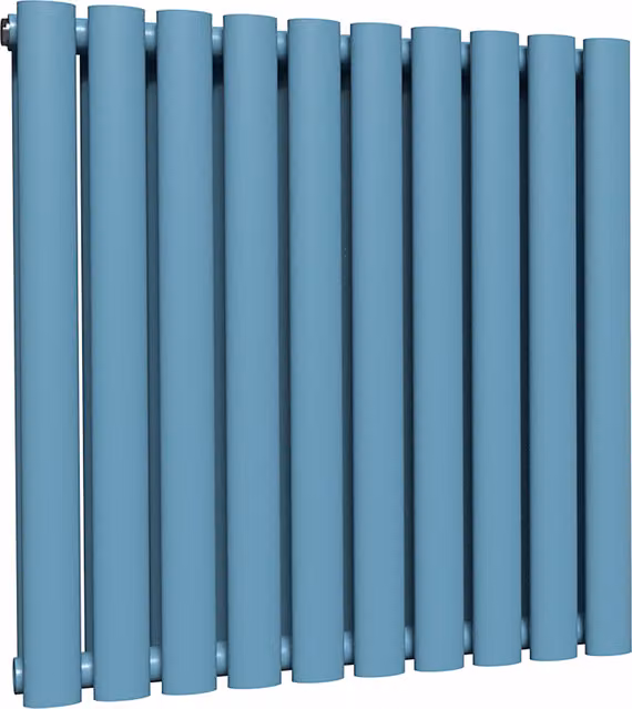 Lux Heat Oval Horizontal Coloured Steel Radiator in Blue, W: 60 cm, H: 54 cm