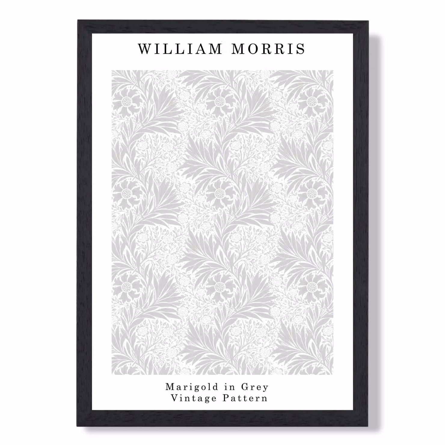 ARTZE William Morris Marigold Floral Art Print in Grey with Black Frame, A2 Size – 2