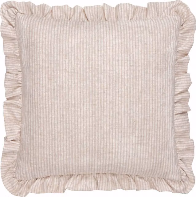 Make It A Home Martha Embroidered Ruffle Linen Cushion Cover, Pink