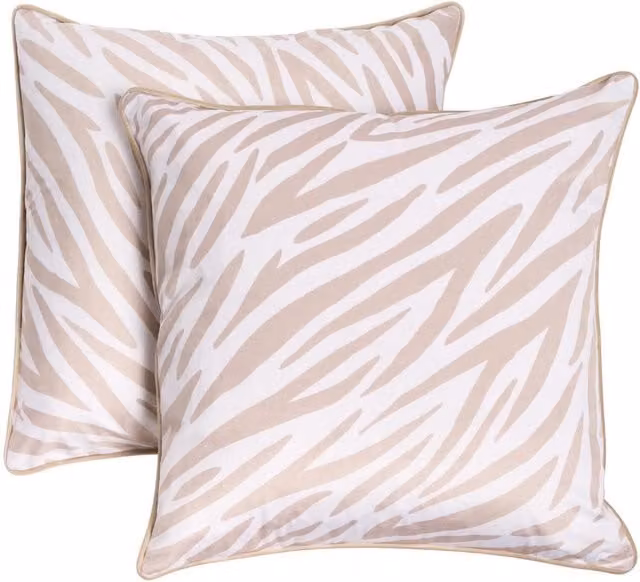 OHS Zebra Print Cushion Covers in Natural/Beige/White