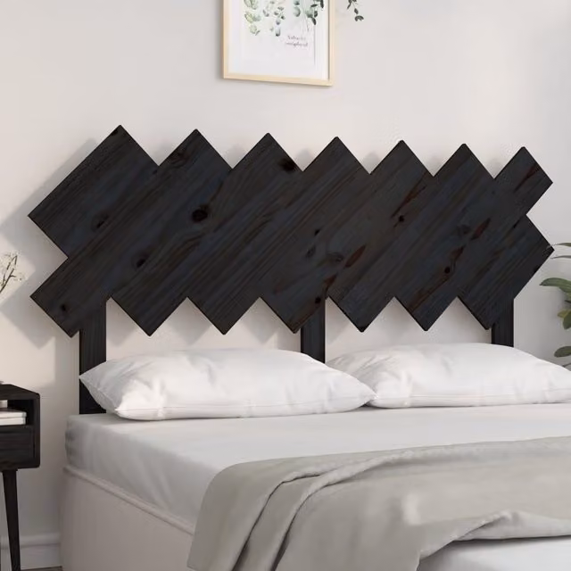Berkfield Home Rustic Solid Pine Bed Headboard, Black, W: 141 cm, D: 3 cm, H: 80.5 cm – 1