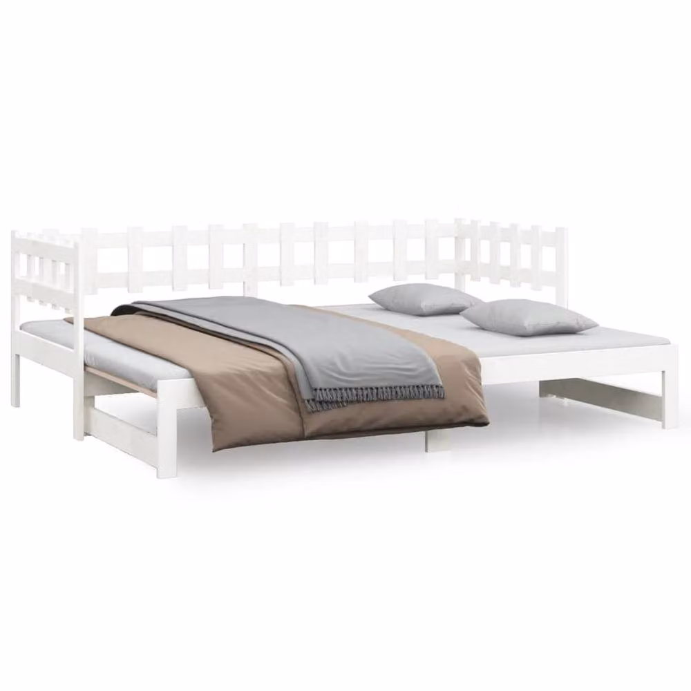 Berkfield Home White Pull-out Day Bed in Solid Pine Wood, W/D/H: 180 x 190 x 90 cm – 2