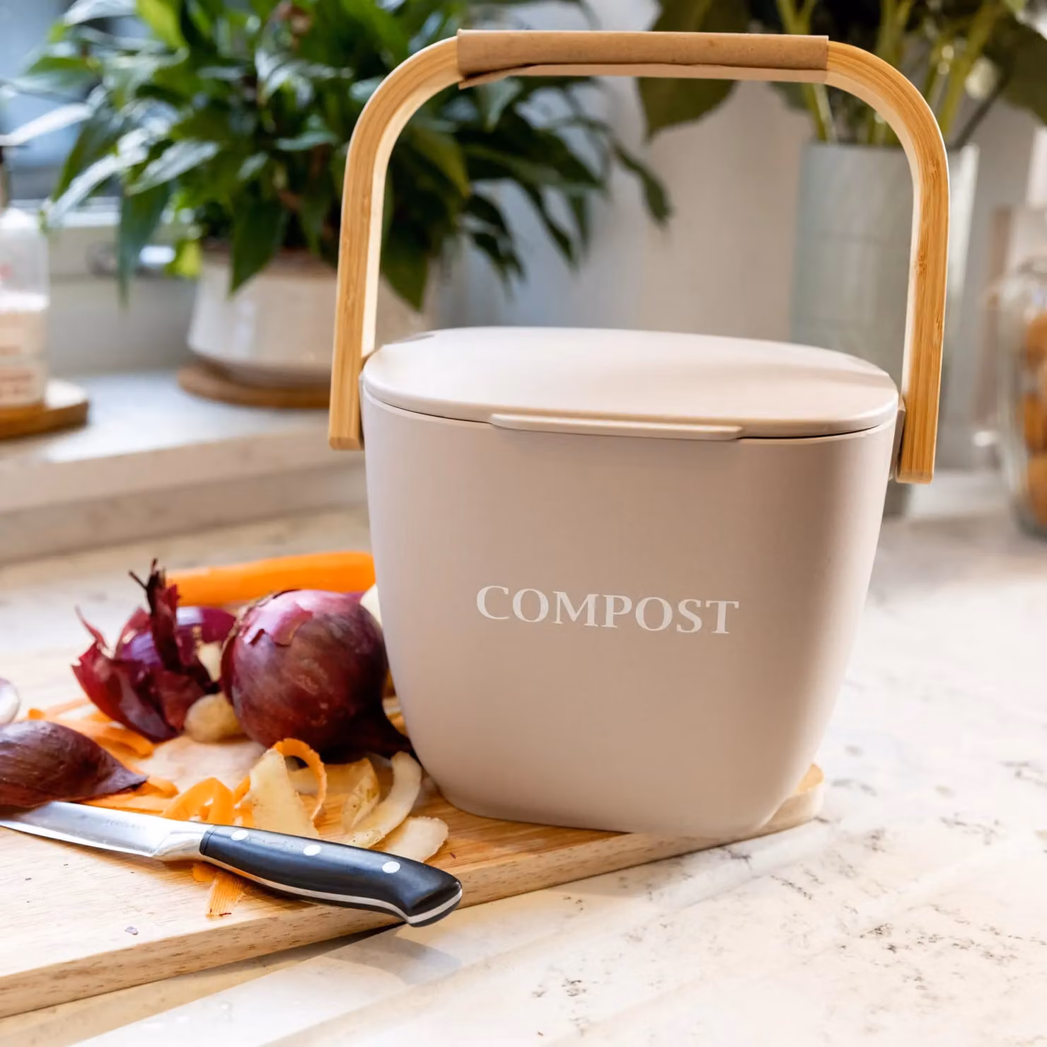 KitchenCrafts Bamboo Fibre Compost Bin in Grey – 3