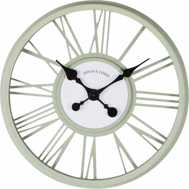 Jonas and James Round 3D Analog Wall Clock in Green Metal