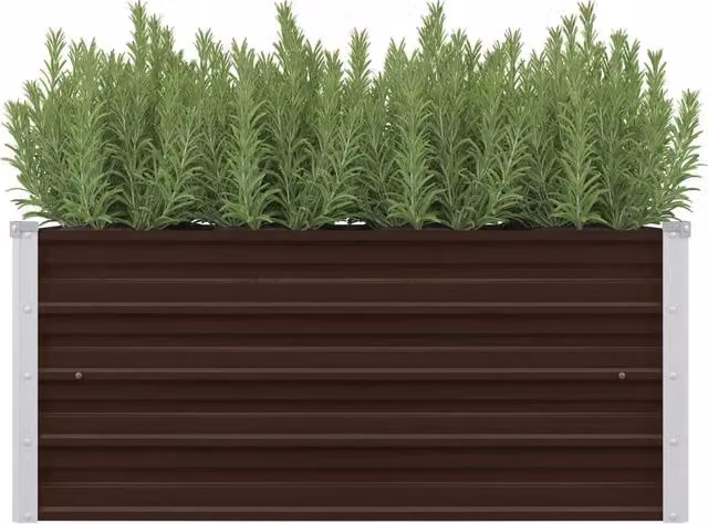 Berkfield Home Garden Brown Galvanised Steel Raised Bed W: 100 cm, D: 40 cm, H: 45 cm – 1