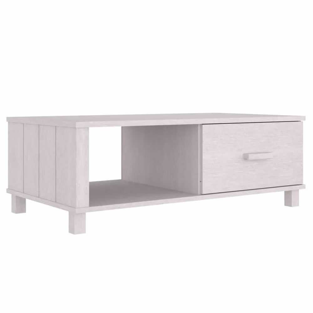 Berkfield Home HAMAR Decorative Coffee Table, White, Solid Pine Wood, W: 100 cm, D: 55 cm, H: 35 cm – 2