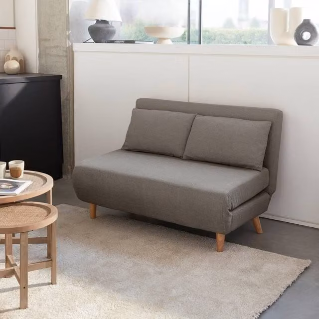 sweeek Scandi-style 2-Seater Folding Sofa Bed in Grey with Scatter Cushions