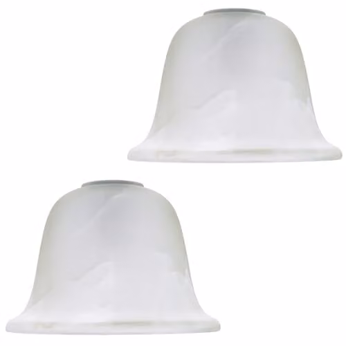 Happy Homewares Pair of White Alabaster Glass Lamp Shades with Classic Round Shape for E14 and E27 Bases, H 17 cm x W 12 cm