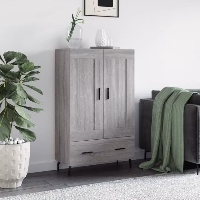 Berkfield Home Grey Sonoma Highboard in MDF, W: 69.5 cm, D: 31 cm, H: 115 cm