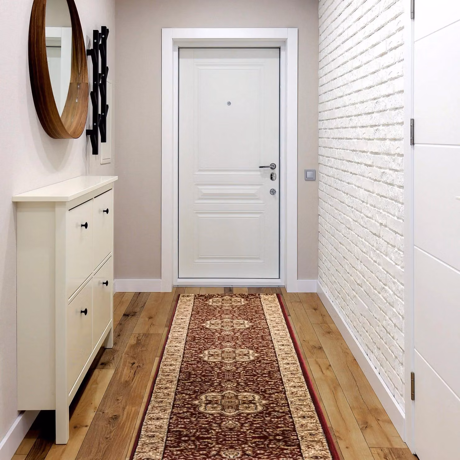 RugsX Red Oriental Rectangular Polypropylene Runner, W: 100 cm, D: 110 cm – 3