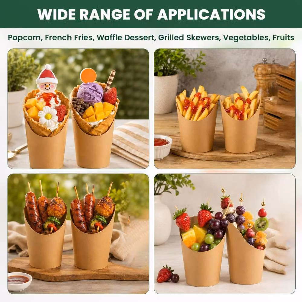 ECONX Disposable Kraft Paper French Fries Holder, Brown, 12oz, 100 Pieces – 3