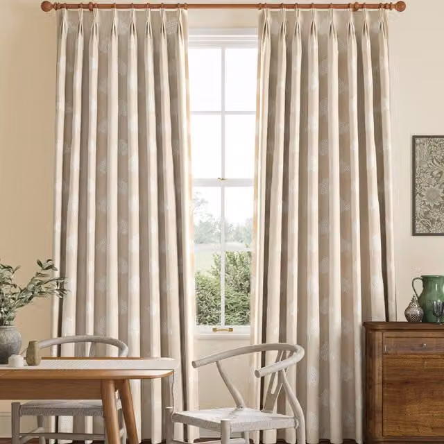 William Morris At Home Marigold Tree Embroidery Made to Measure Blackout Curtains in Chalk/Beige