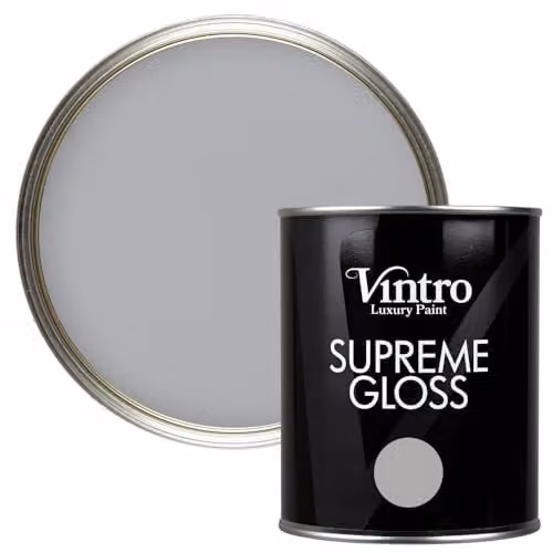 Vintro High Gloss Water Based Interior and Exterior Paint for Walls, Wood and Trim, Lincoln Grey, 1 l