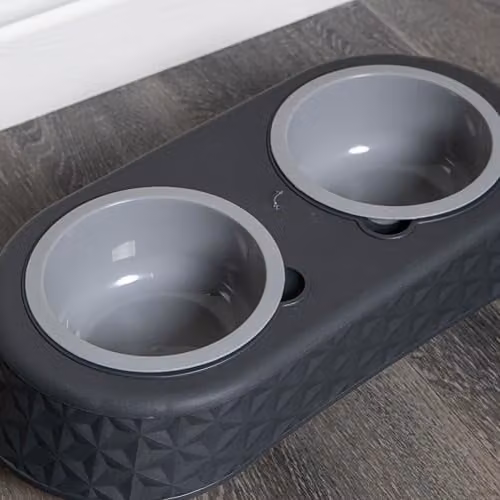 Samuel ALEXANDER Grey Plastic Raised Double Pet Bowl Feeding Station with Stand – 3
