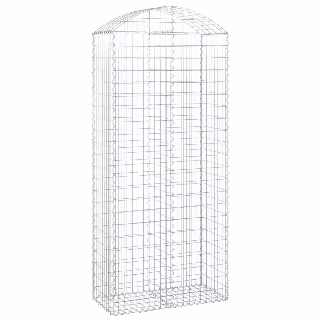 Berkfield Home Arched Gabion Basket in Silver Galvanised Steel, W: 100 cm, D: 50 cm, H: 220-240 cm
