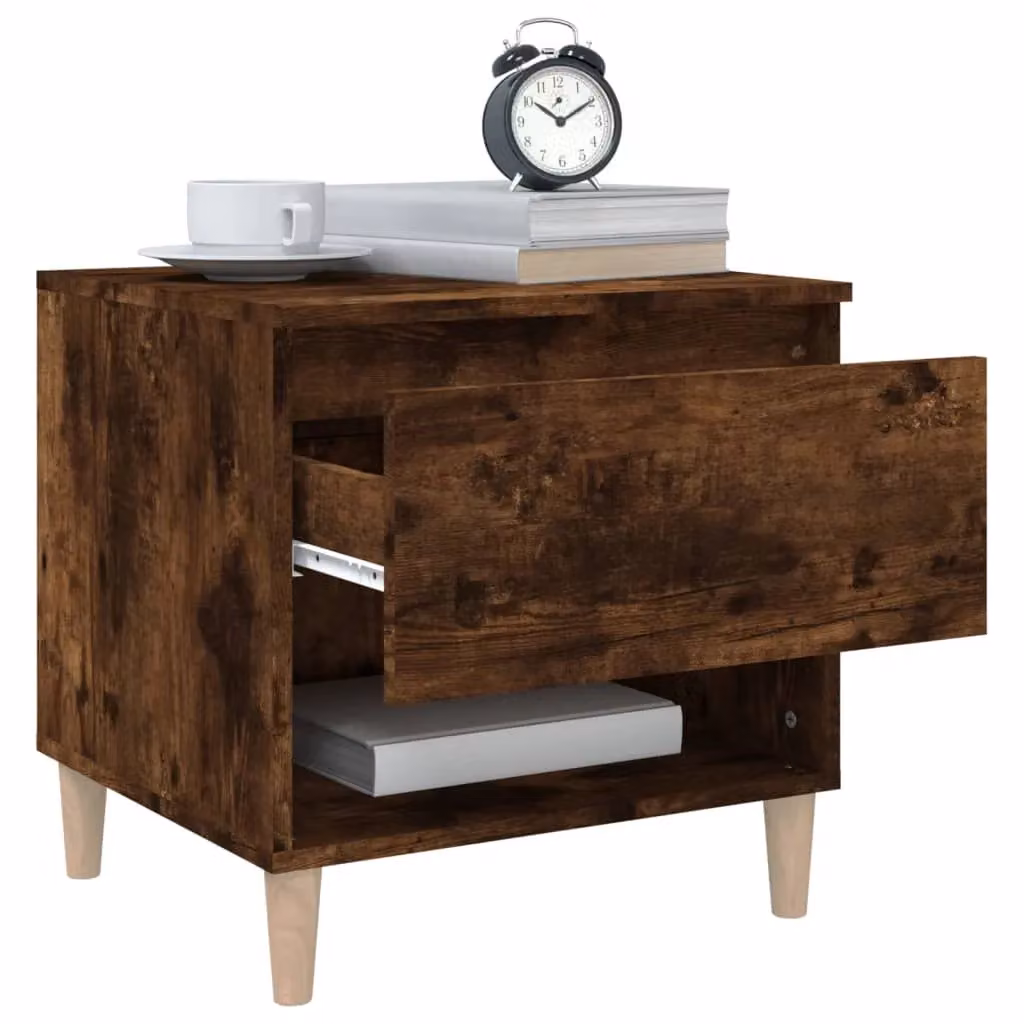 Berkfield Home Smoked Oak Bedside Table in Brown, W/D/H: 50 x 46 x 50 cm – 3