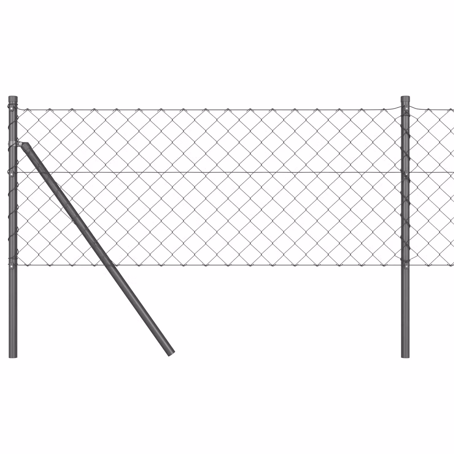Berkfield Home Grey Galvanised Steel Chain Link Fence with 7 Posts, W: 10 m, H: 0.6 m – 2