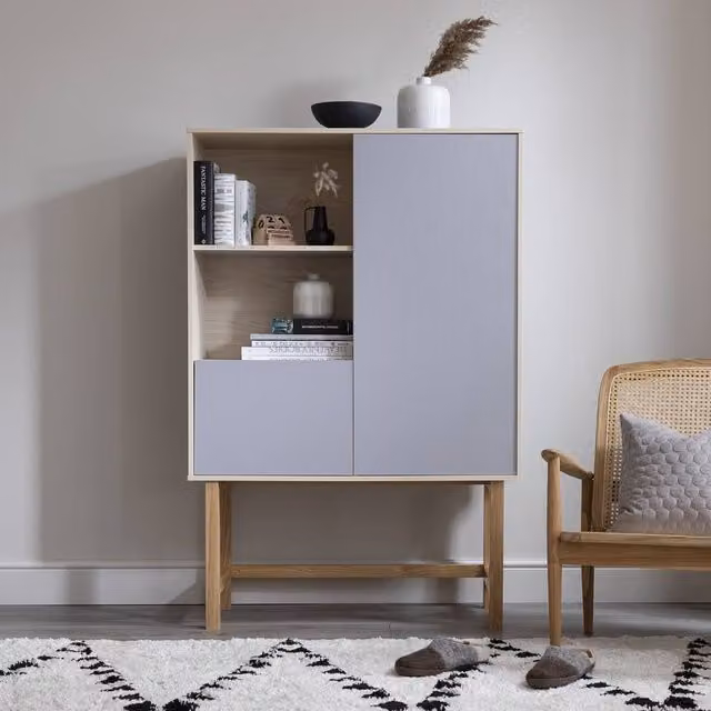 Nöa and Nani Järstorp Display Cabinet in Grey and Oak Finish