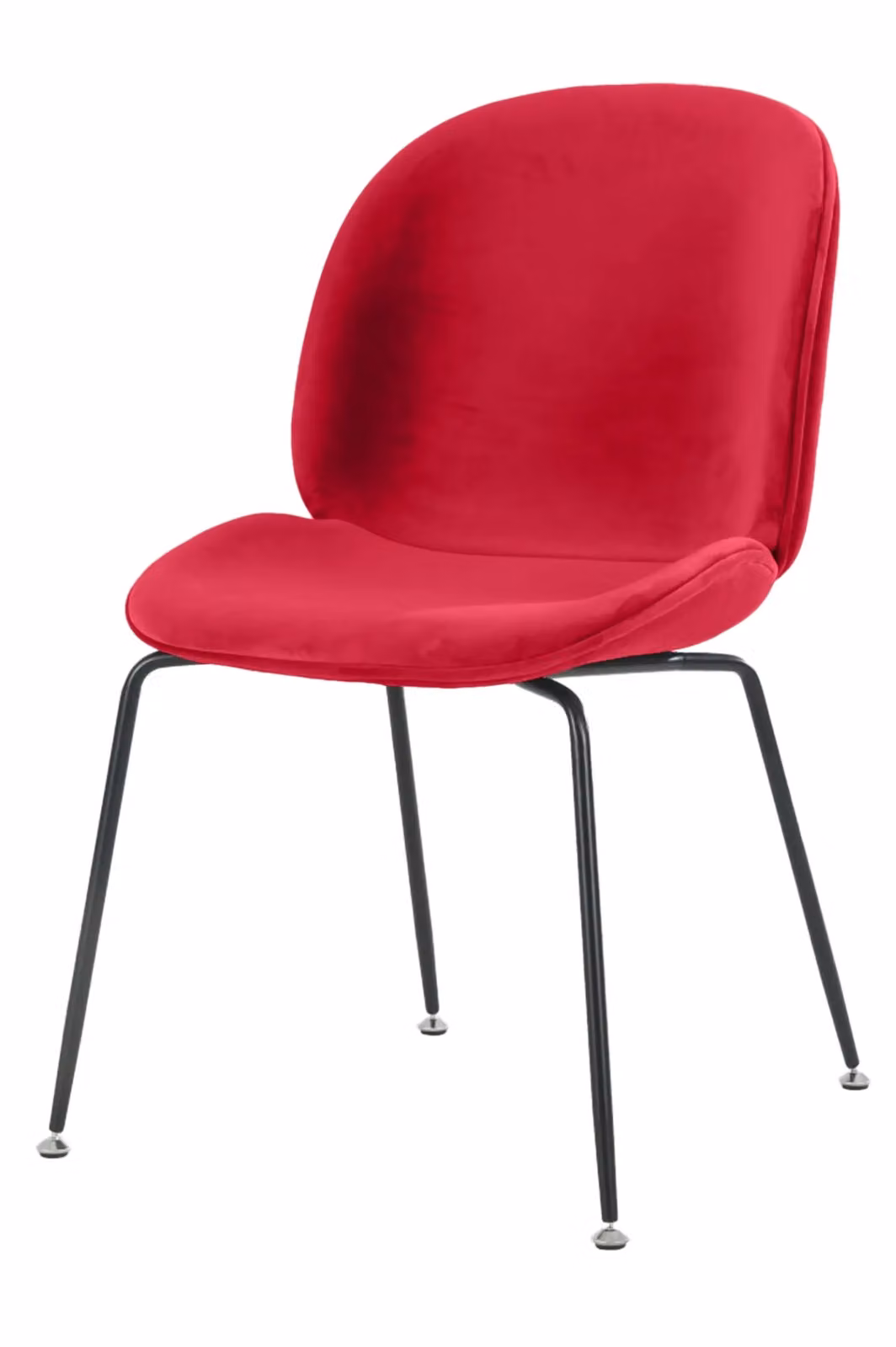 Fusion Living Luxurious Red Velvet Dining Chair with Black Metal Legs – 2
