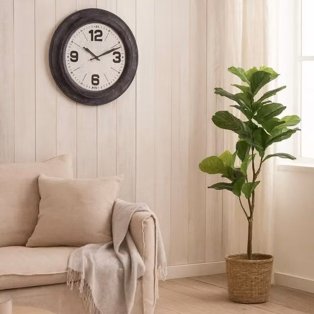 Wyld Haus Industrial Round Analog Wall Clock in Black and White, Diameter: 45 cm