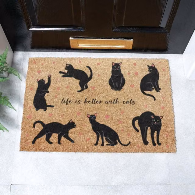 Artsy Mats Life Is Better With Cats Doormat, Brown, W: 60 cm, D: 40 cm – 1