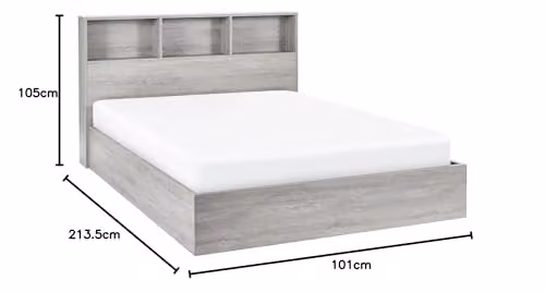Julian Bowen Bali Single Ottoman Storage Bed with Bookcase in Grey Oak, W/D/H: 90 x 190 x 101 cm – 2