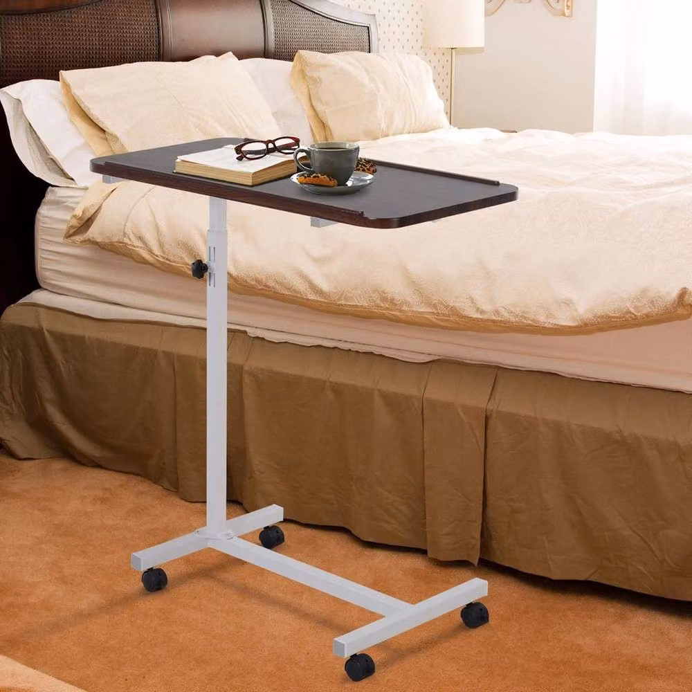 PAWNORA C-Shaped Mobile Table in Brown with Castors – 3