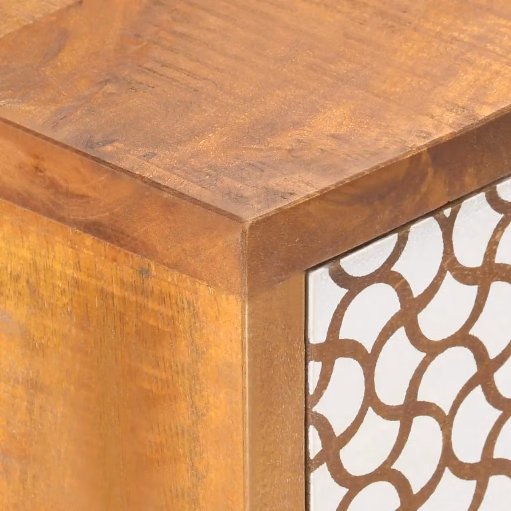 Berkfield Home Mid-Century Geometric Pattern Sideboard in Brown Solid Mango Wood, W/D/H: 90 x 30 x 70 cm – 4