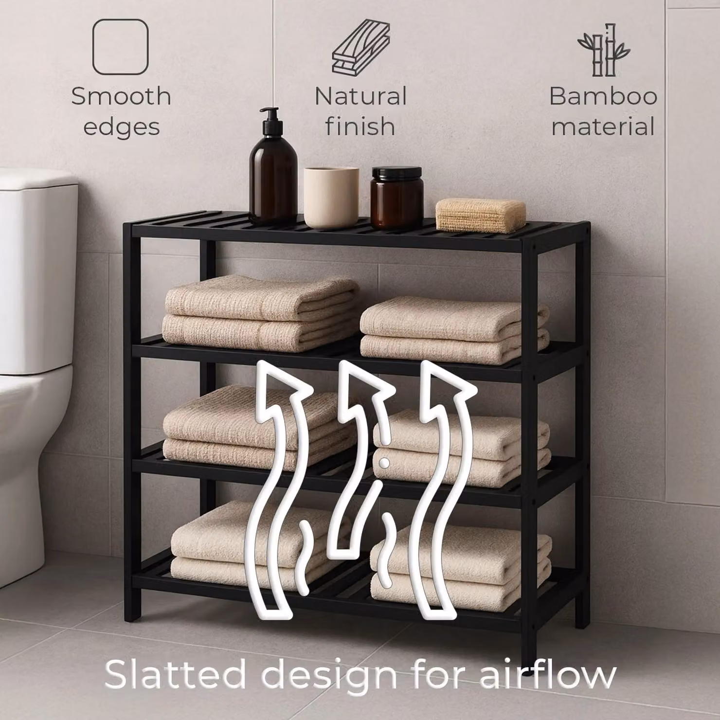 Neo 4 Tier Bamboo Wooden Shoe Storage Rack in Jet Black – 4
