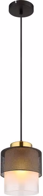 Netlighting Olga Slim Pendant Ceiling Light in Black with Satined Glass Shade, E27, Height Adjustable – 1