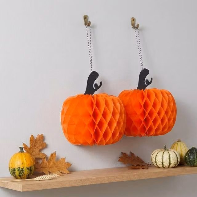 Garden Greatness Spooky Halloween Paper Honeycomb Pendant Decoration in Orange and Multicolour