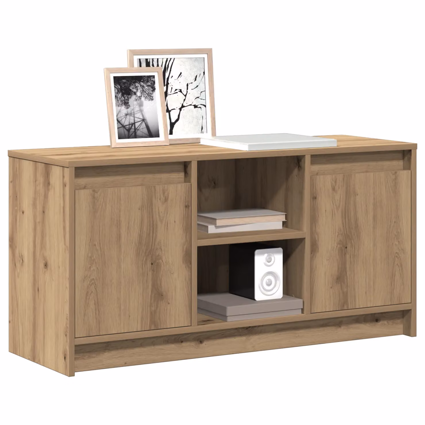 Berkfield Home Modern TV Cabinet with LED Lights in Artisan Oak Brown, W/D/H: 100 x 34 x 50 cm – 2
