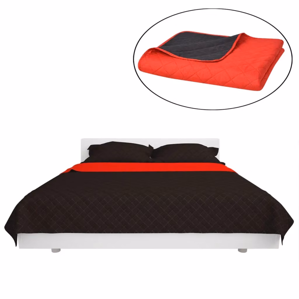 Berkfield Home Reversible Quilted Microfibre Bedspread in Red and Black, W/D/H: 220 x 240 cm – 2