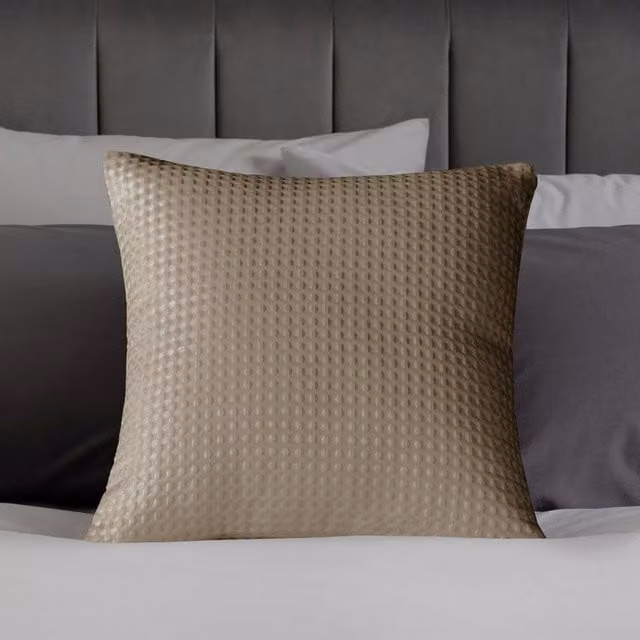 Velosso Textured Waffle Filled Square Cushion in Beige and Orange