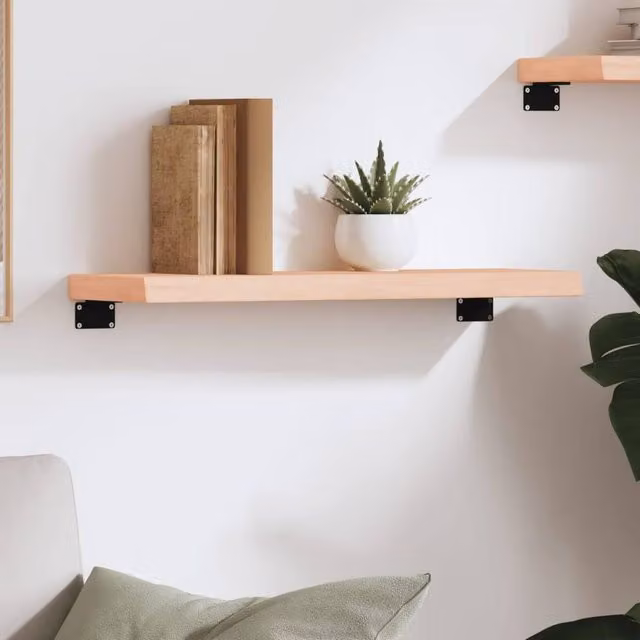 Berkfield Home Wall Mounted Rustic Oak Shelf in Light Tan, W/D/H: 60 x 20 x 4 cm